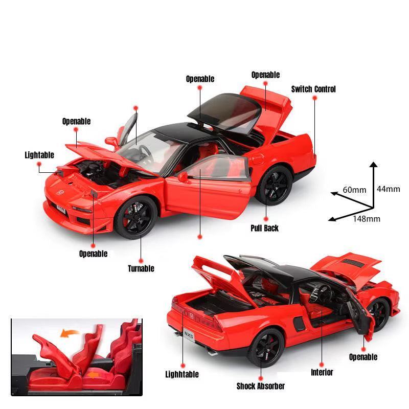 1/32 Honda Acura NSX NA1 JDM Racing Toy Car for Kid Diecast Vehicle Miniature Model Pull Back Sound Light Collection Gift Boys